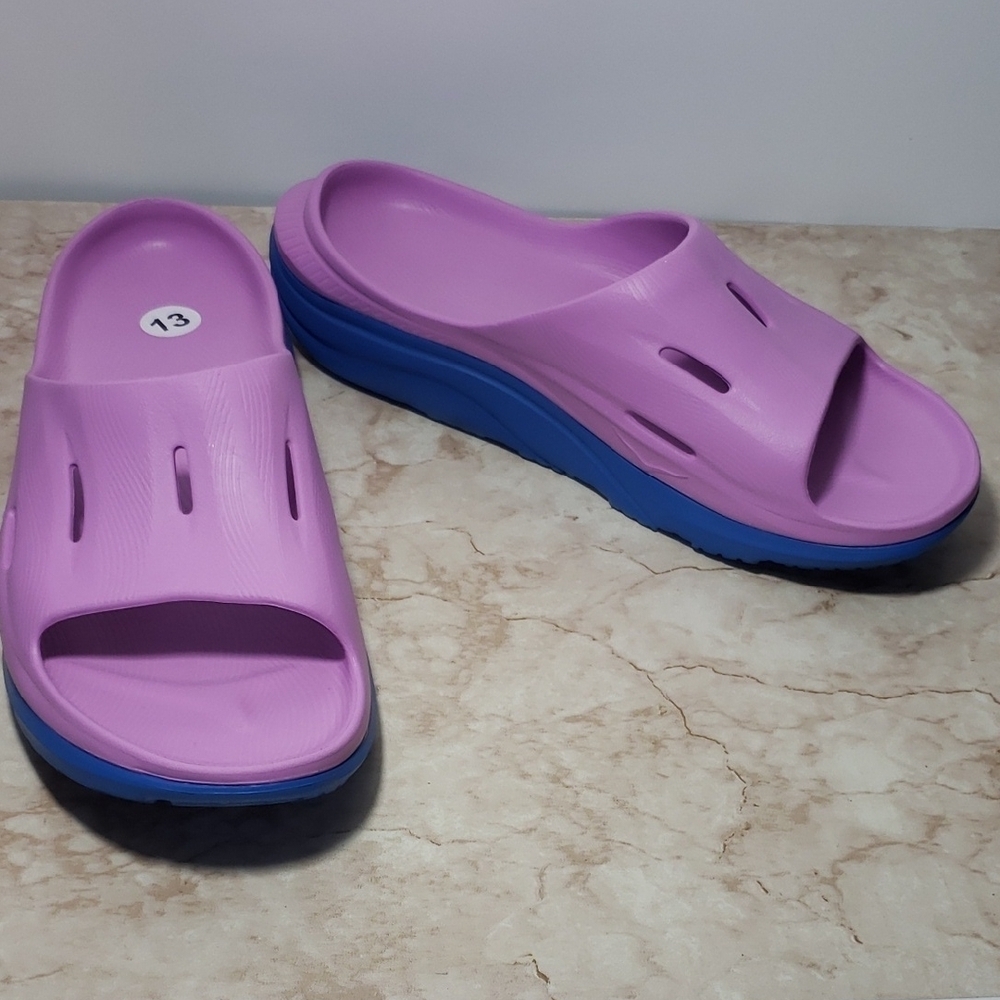 Hoka Ora Recovery Slide Cyclamencostal Purple and Blue Slide Sandals